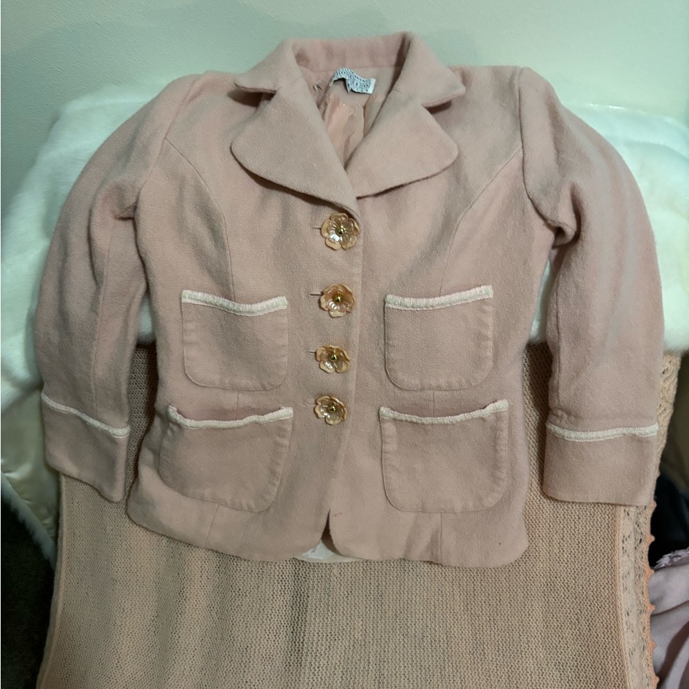 Saks Fifth Avenue Blush Blazer with Gold Buttons